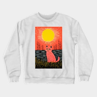 Riso-graphic Cat's Joyful Field Crewneck Sweatshirt